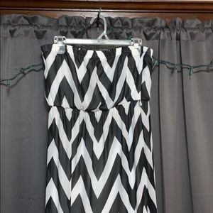 maxi chevron strapless dress